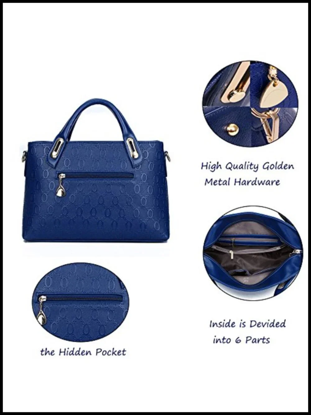 4 Pc PU Leather Handbag Set - Tote, Satchel, Hobo, Shoulder Bag with Wallet &